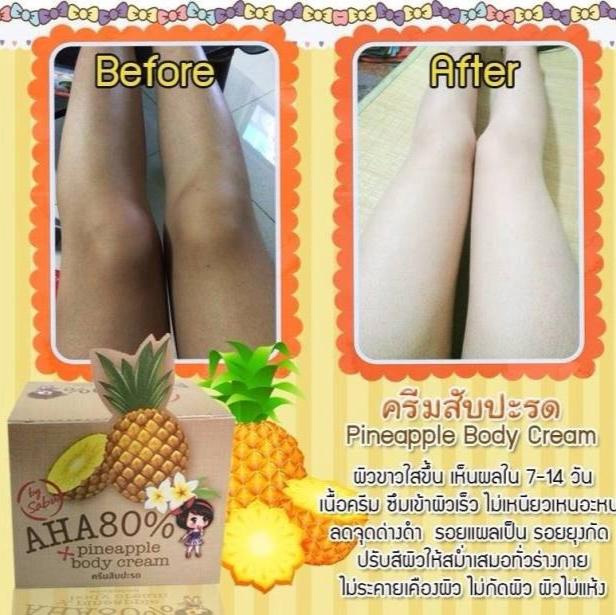 30g. Over White AHA 80% Body Cream Pineapple by Sabu Plus C Whitening Brightening Lightening Fast Whitening