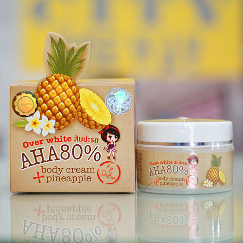 30g. Over White AHA 80% Body Cream Pineapple by Sabu Plus C Whitening Brightening Lightening Fast Whitening