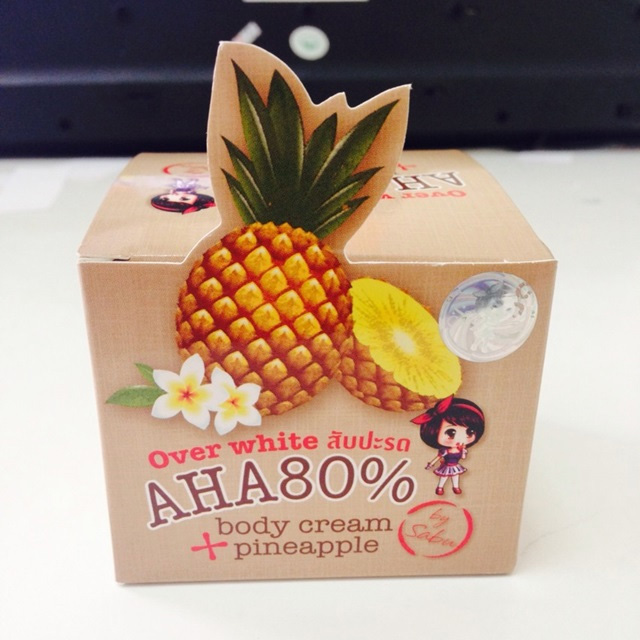 30g. Over White AHA 80% Body Cream Pineapple by Sabu Plus C Whitening Brightening Lightening Fast Whitening