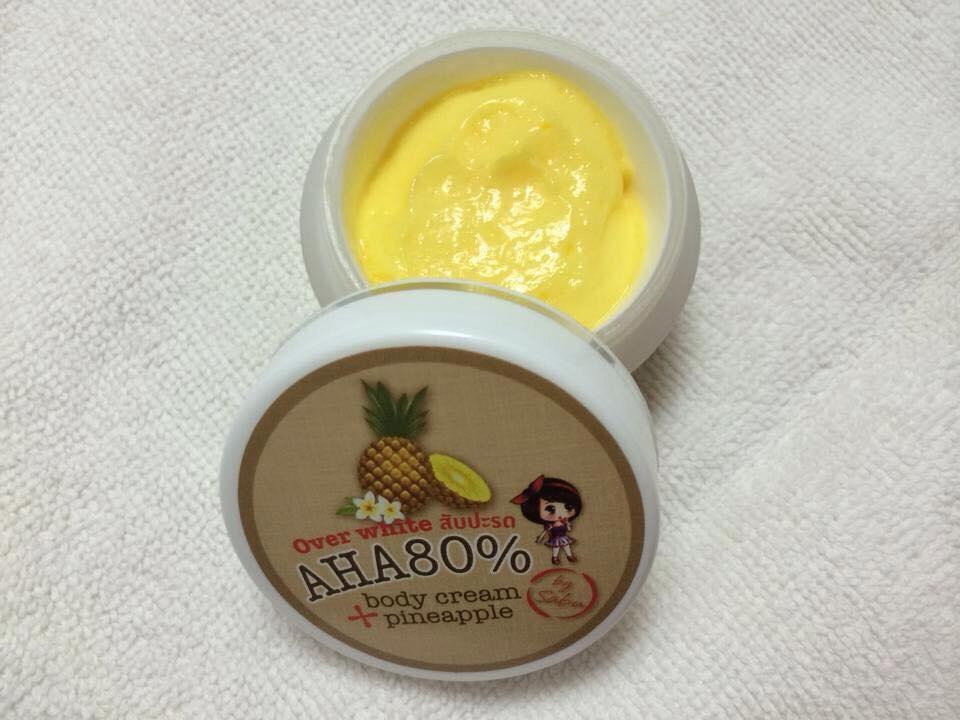 30g. Over White AHA 80% Body Cream Pineapple by Sabu Plus C Whitening Brightening Lightening Fast Whitening