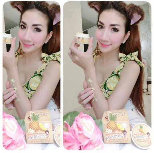 30g. Over White AHA 80% Body Cream Pineapple by Sabu Plus C Whitening Brightening Lightening Fast Whitening