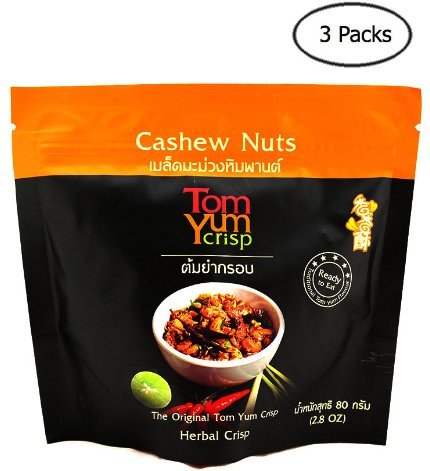 Tom Yum Crisp with Cashew Nuts, Herbal Crisp 80g X 3 Packs